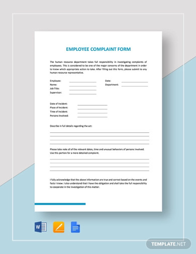 employee complaint form template