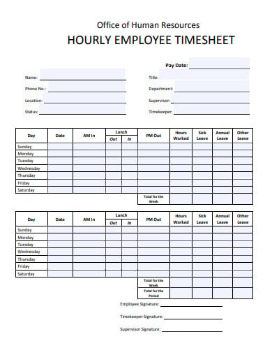 11+ Hourly Sheet Templates in PDF