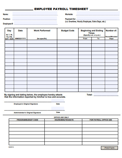 employee payroll timesheet template
