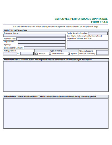 employee performance appraisal form example