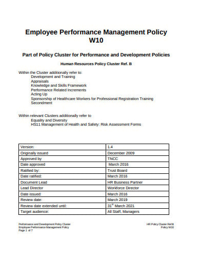 11  Performance Policy Templates in PDF DOC