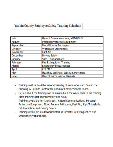 employee-safety-training-schedule-template