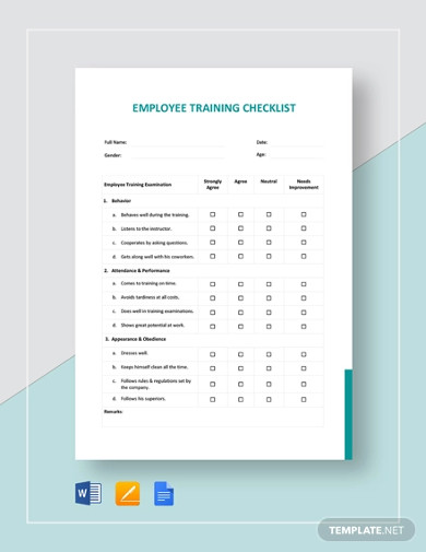 28+ Employee Checklist Templates in Google Docs | Word | Pages | PDF ...