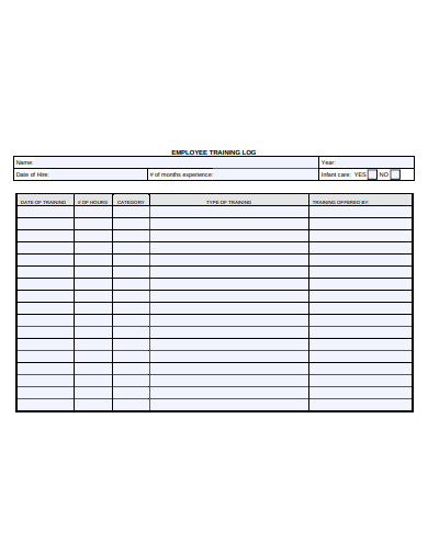 Free Employee Training Log Template 