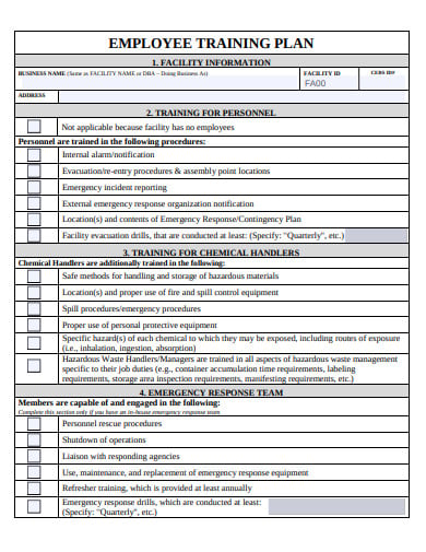 employee training plan template in pdf
