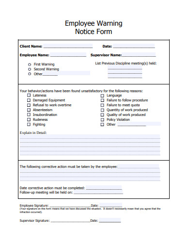 19+ Employee Warning Notice Templates in Google Docs | Word | Pages | PDF