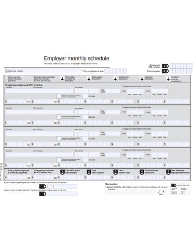 employer monthly schedule