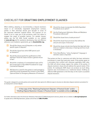 employment drafting checklist