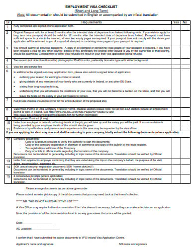 employment-visa-checklist-template