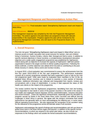 evaluation management response in pdf