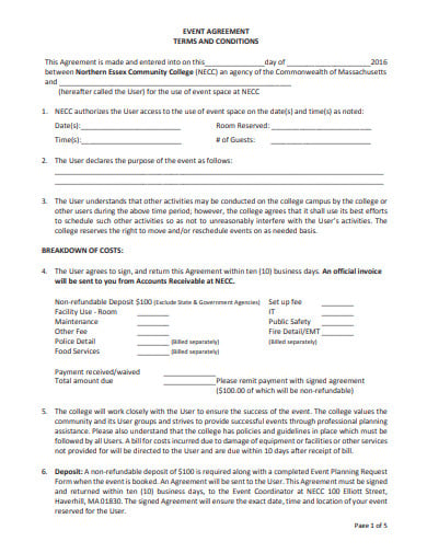 event agreement terms template