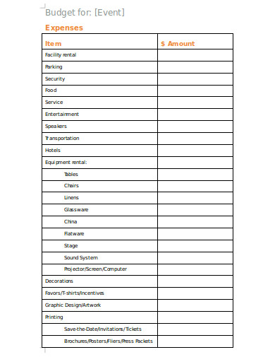 event budget template