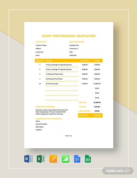 10+ Event Quotation Templates - Word, PDF