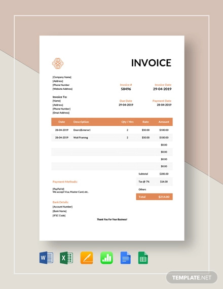 Designing Invoice Template - 12+ Free Word, Excel, PDF Format Download