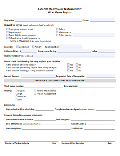 facilities maintenance work order template