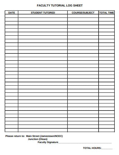 faculty tutorial log sheet template