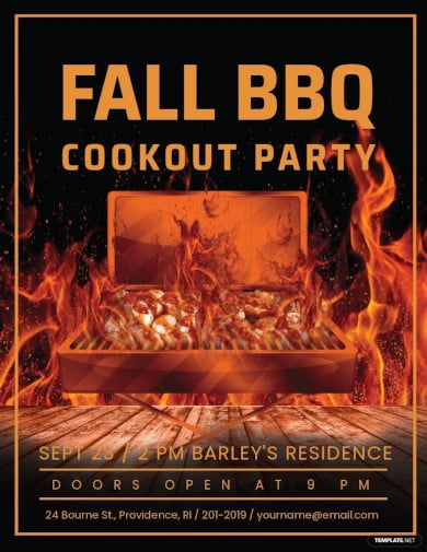 fall bbq party flyer template