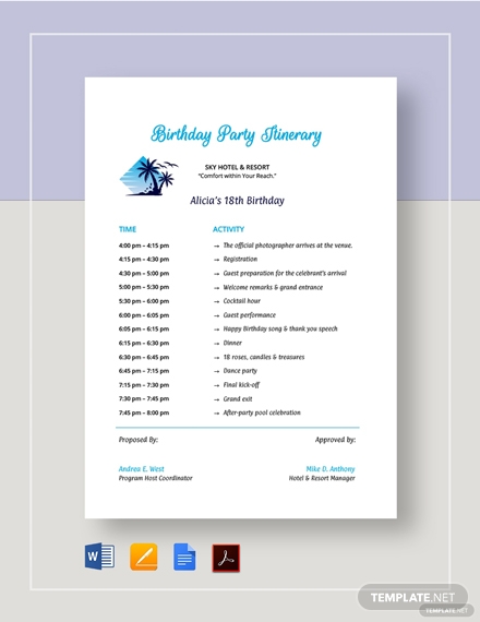 10+ Family Itinerary Templates - Google Docs, MS Word, Pages, Editable PDF