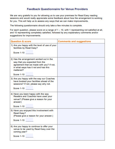 21+ Feedback Questionnaire Templates in PDF