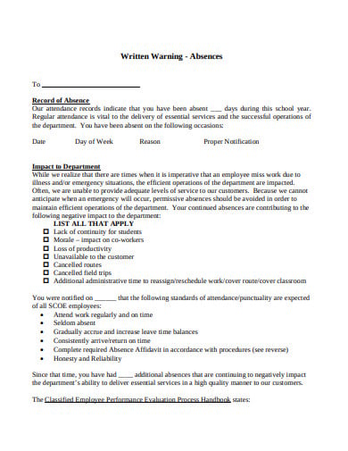 final attendance warning letter template