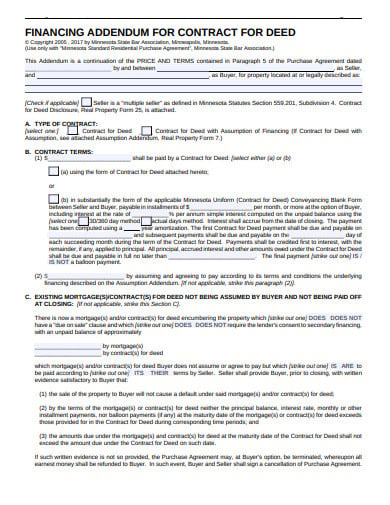 finanacing addendum contract example