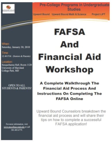 financial aid workshop flyer template