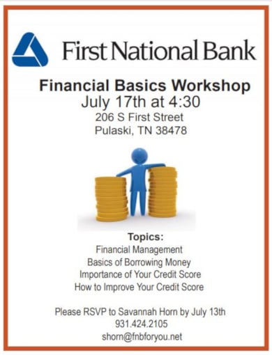 financial basics workshop flyer template