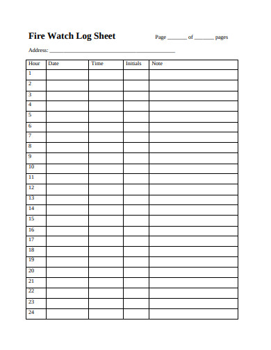  Template Free Printable Fire Watch Log Sheet Printable Templates