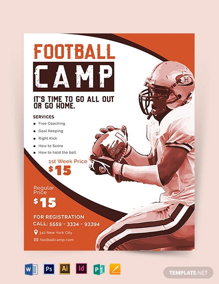 football camp flyer template