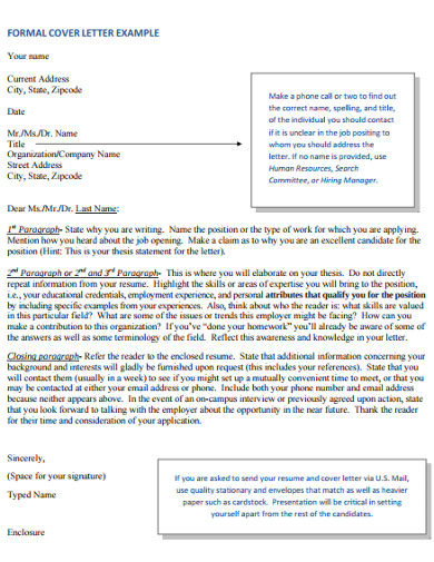 formal cover letter format example