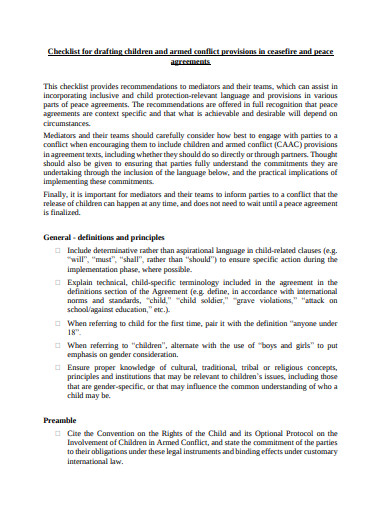 formal drafting checklist