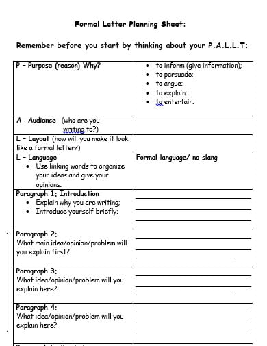 formal-letter-planning-sheet-template