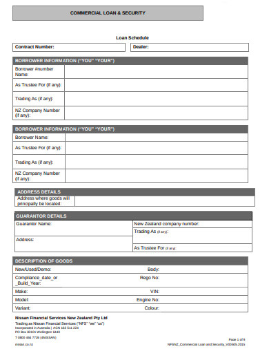 formal loan schedule templates