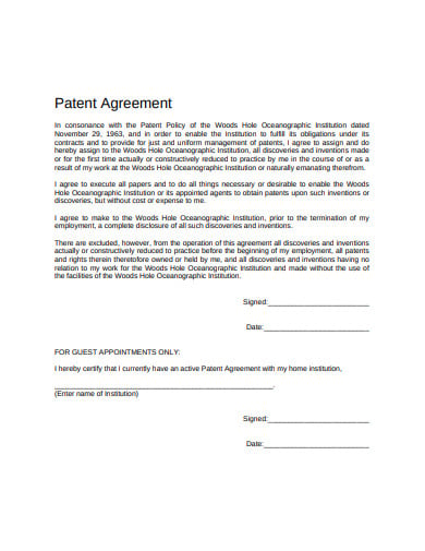 formal patent agreement template