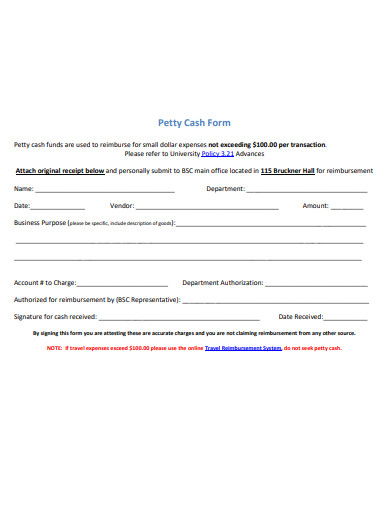 formal petty cash form template