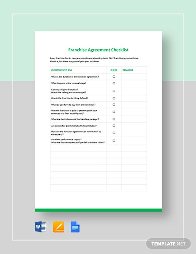 franchise-agreement-checklist-template