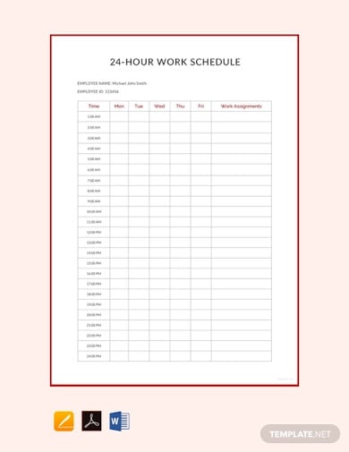 free 24 hour work schedule template