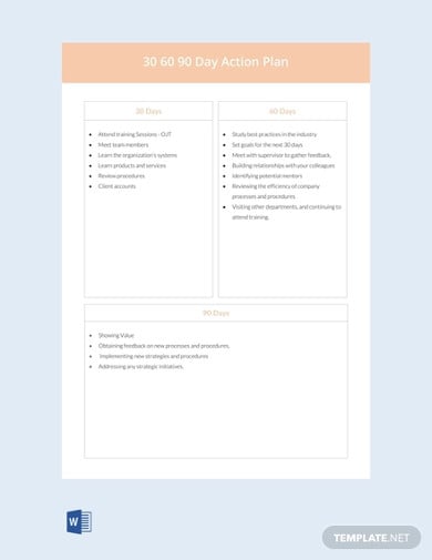 free 30 60 90 day action plan template