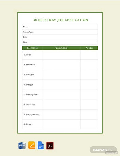 free 30 60 90 day job application template
