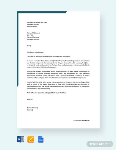 free-annual-maintance-letter