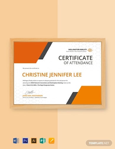 free annual meeting attendance certificate template