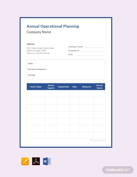 free annual operational plan template 440x570