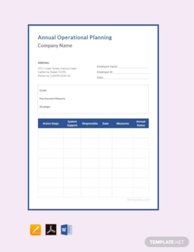 free annual operational plan template
