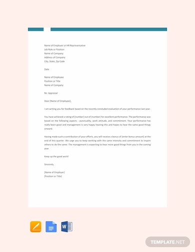 20+ Appraisal Letter Templates - Free Doc, PDF Format Download | Free ...