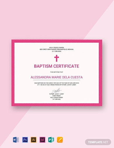 downloadable free baptism certificate template word