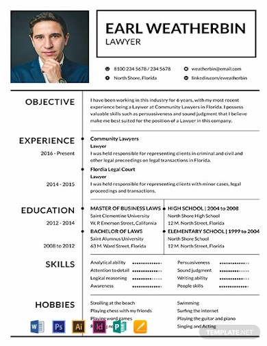 free basic lawyer resume template