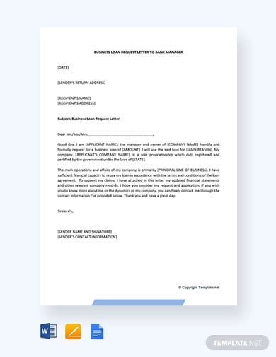 bank loan request letter format