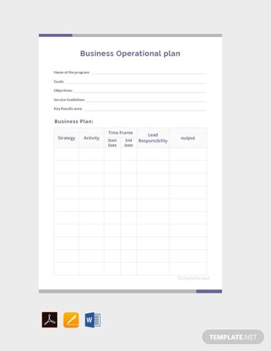 free business operational plan template