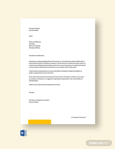 free business plan cover letter