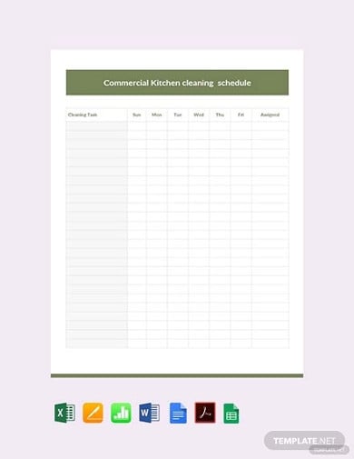 free commercial kitchen cleaning schedule template